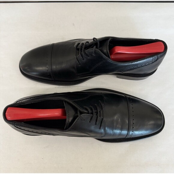 Johnston & Murphy Black Leather Cap Toe Oxford Dress Shoes Men 8M Career Work - Picture 4 of 13